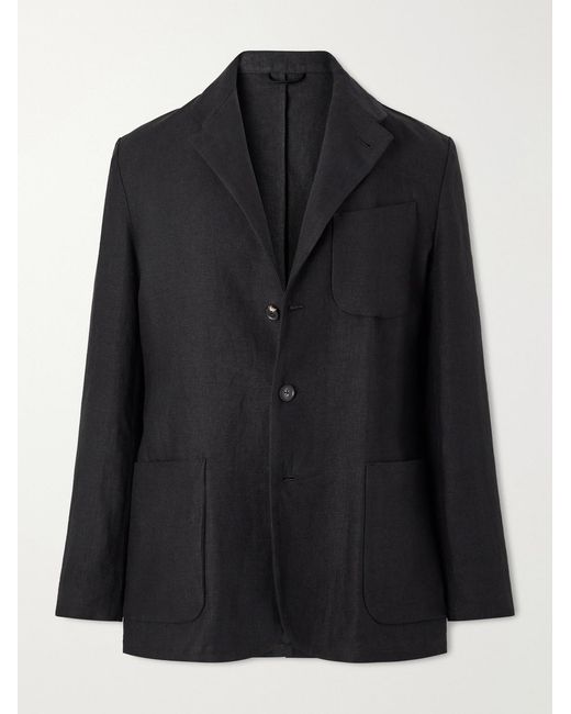 Saman Amel Black Nehru Linen Jacket for men
