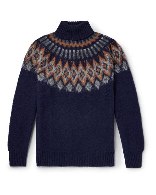 Howlin' By Morrison Blue Fair Isle Wool Rollneck Sweater for men