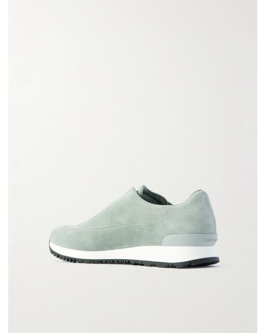 John Lobb Green Lift Suede Slip-On Sneakers for men