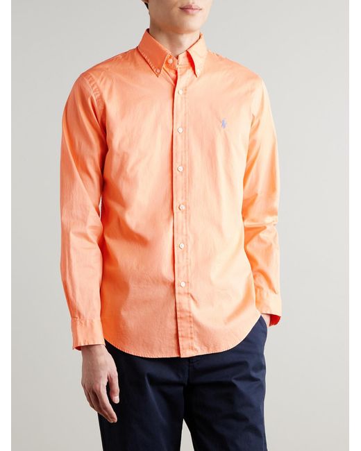 Polo Ralph Lauren Orange Logo-Embroidered Cotton Shirt for men
