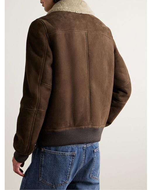 Yves Salomon Brown Shearling-lined Suede Jacket for men