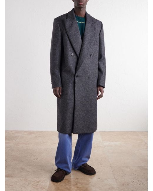 J.W. Anderson Gray Double-Breasted Brushed Wool Coat for men