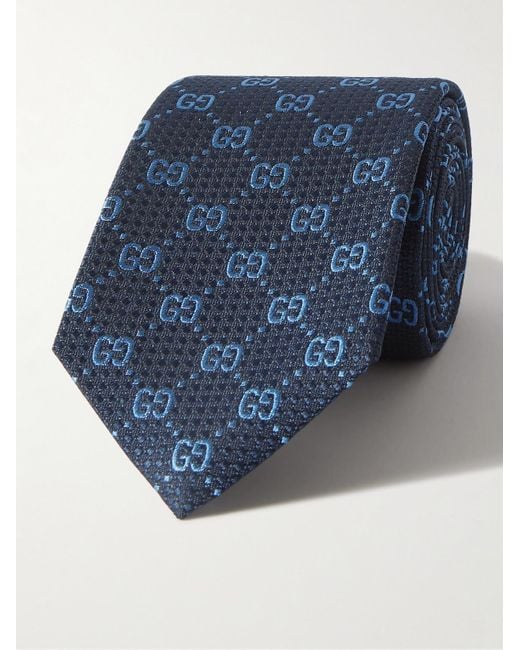 Gucci Blue 7cm Logo-jacquard Silk Tie for men