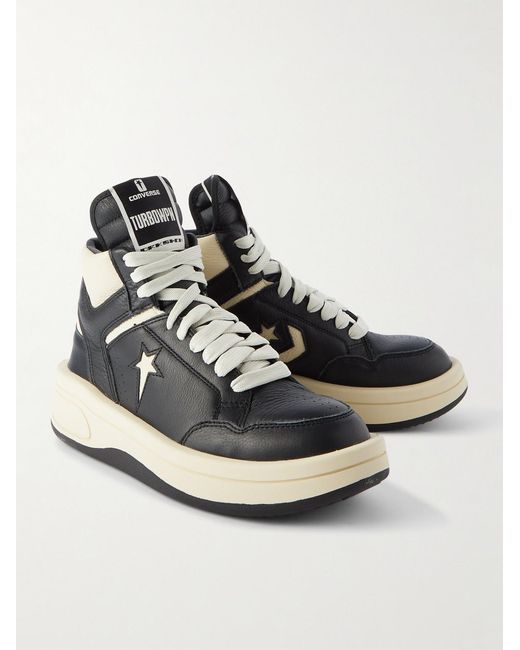 Rick Owens Black Natural X Converse Turbowpn Branded Leather High-top Trainers 7. for men