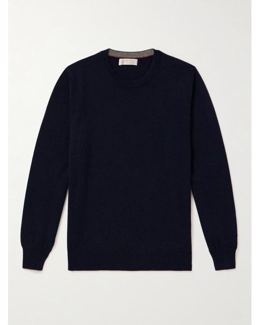 Brunello Cucinelli Blue Cashmere Sweater for men