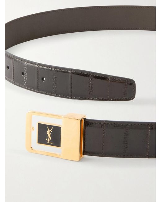 Saint Laurent Black 3cm Eel Leather Belt for men