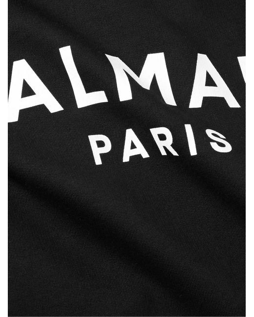 Balmain Black Logo-print Cotton-jersey Hoodie for men