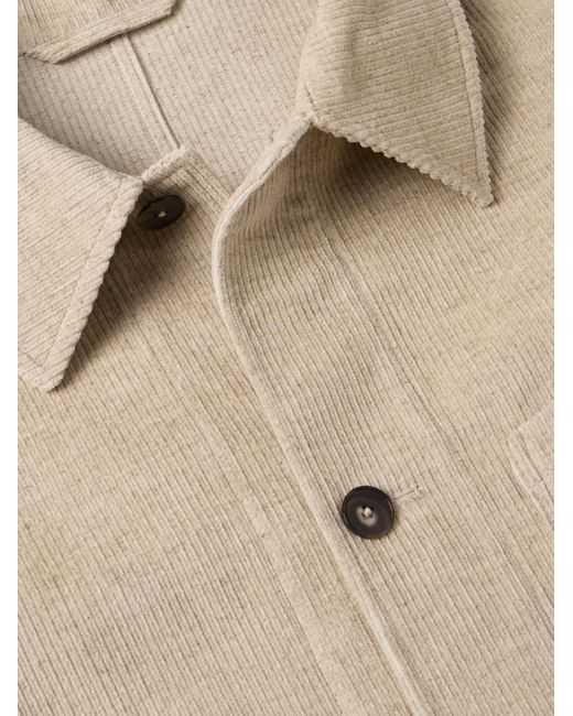 De Bonne Facture Maquignon Hemdjacke aus Cord aus einer Baumwoll-Leinenmischung in Natural für Herren