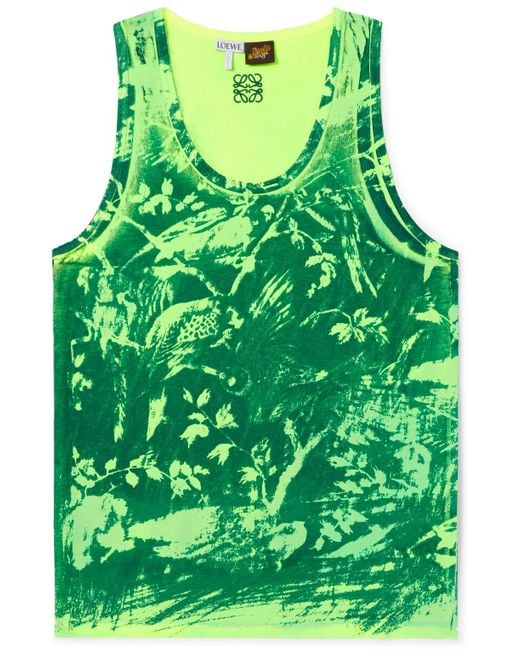 Loewe Green Paula's Ibiza Logo-embroidered Printed Cotton-jersey Tank Top for men
