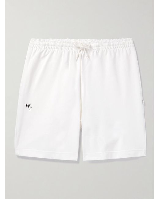 (w)taps White Straight-Leg Logo-Embroidered Cotton-Blend Jersey Shorts for men