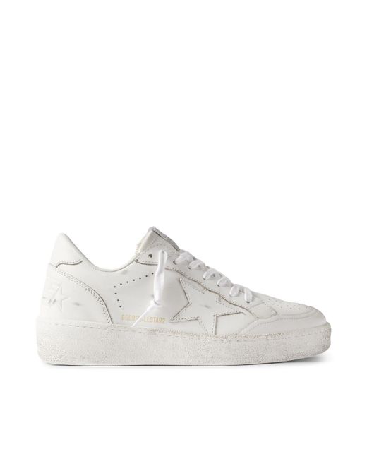 Golden Goose Deluxe Brand White Ball Star Distressed Leather Sneakers for men