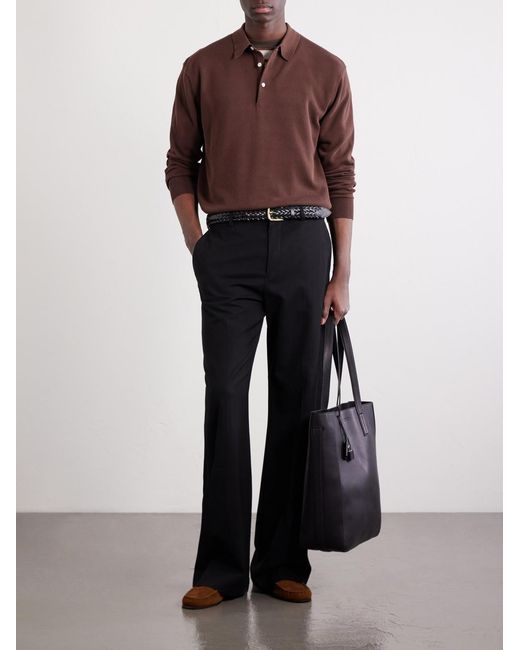 Beams Plus Brown Knitted Polo Shirt for men