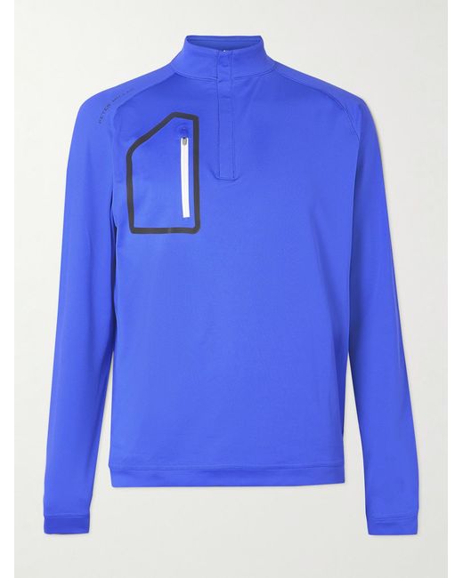 Peter Millar Blue Forge Tech-jersey Jacquard Half-zip Golf Top for men