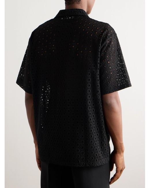 Frankie Shop Landon Hemd aus Spitze aus einer Baumwollmischung mit Reverskragen in Black für Herren