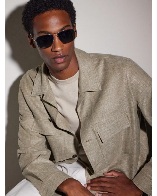 Oliver Peoples Blue Clifton 58 Aviator-style Silver-tone Sunglasses for men