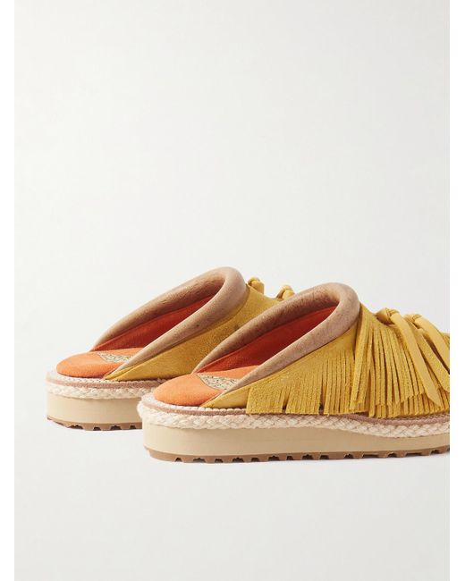 Kapital Natural Pueblo Rain Leather-trimmed Fringed Suede Sandals for men