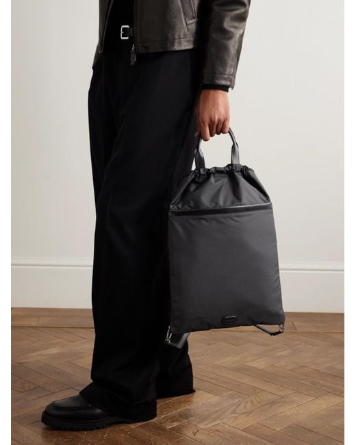 John Lobb Black Leather-Trimmed Shell Shoe Bag for men