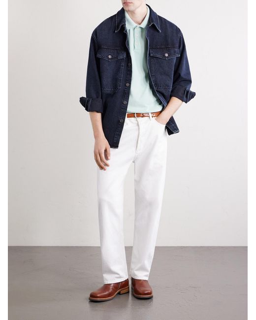 Visvim Blue Mondo Logo-embroidered Cotton-piqué Polo Shirt for men
