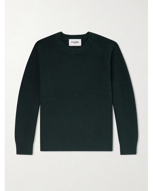 Ribbed Cotton Sweater di Corridor NYC in Green da Uomo