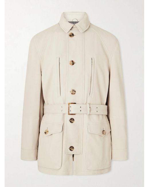 Brunello Cucinelli Natural Belted Leather Jacket for men