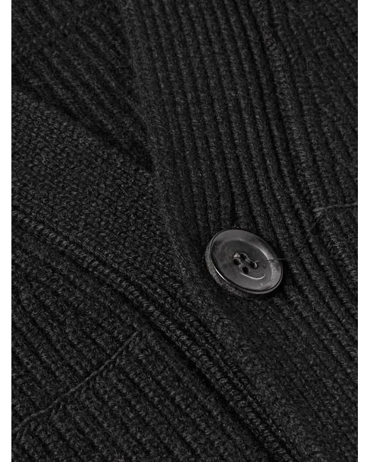 Zegna Black Ribbed Oasi Cashmere And Cotton-blend Cardigan for men