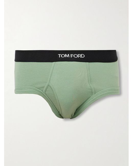 Tom Ford Green Stretch-Cotton Briefs for men
