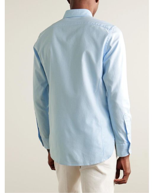 Camicia in cotone Oxford con collo button-down di Tom Ford in Blue da Uomo