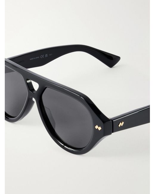 Bottega Veneta Black Bold Ribbon Stud Aviator-style Recycled-acetate Sunglasses for men