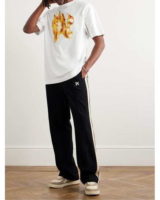 Palm Angels T-Shirt aus Baumwoll-Jersey mit Logoprint in Metallic-Optik in White für Herren