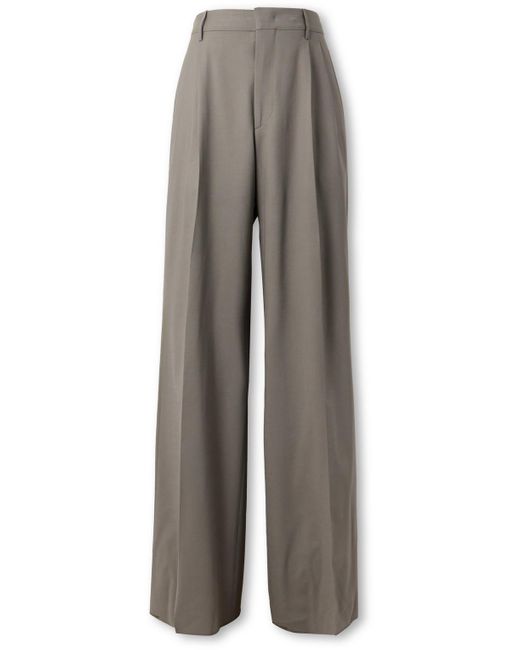 Etro Gray Wide-leg Pleated Wool-blend Suit Trousers for men