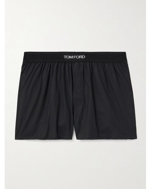 Tom Ford Black Stretch-Cotton Poplin Boxer Shorts for men