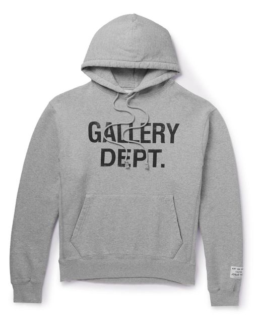 GALLERY DEPT. Logo-print Cotton-jersey Hoodie in Gray for Men | Lyst