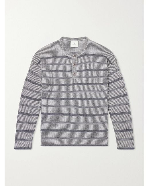 The Elder Statesman Gray Nimbus Striped Cashmere Sweater for men