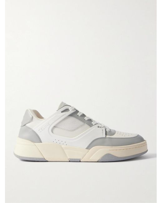 Céline White Ct-09 Leather, Rubber And Mesh Sneakers for men