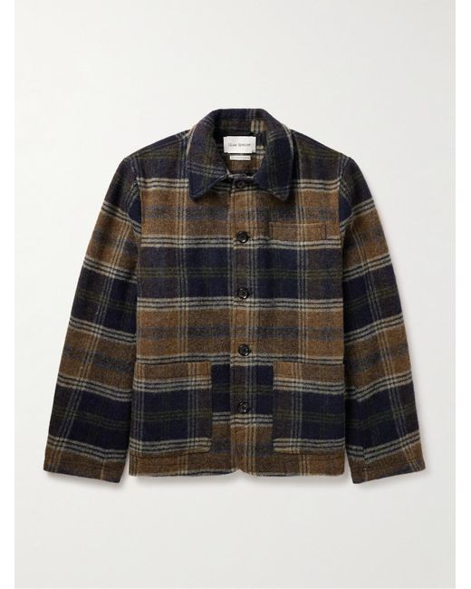 Oliver Spencer Black Lambeth Checked Wool-Flannel Jacket for men