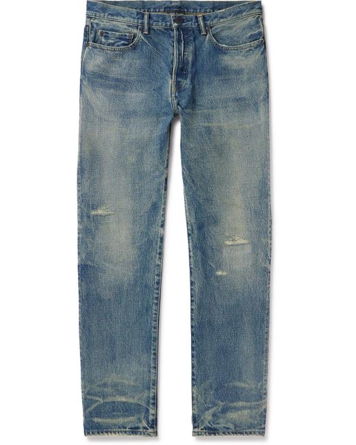 John Elliott Blue The Daze Slim-fit Straight-leg Distressed Jeans for men
