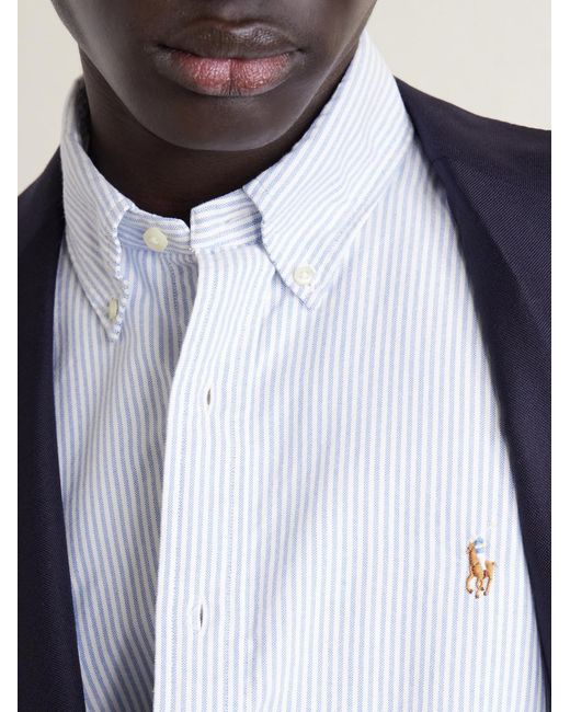 Polo Ralph Lauren White Button-down Collar Logo-embroidered Striped Cotton Oxford Shirt for men