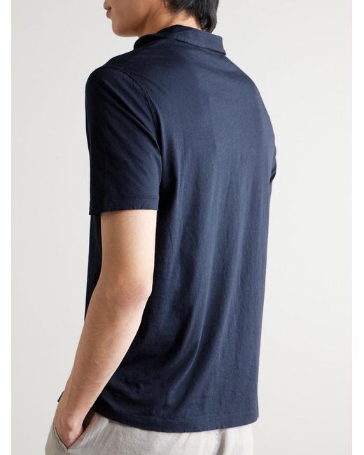 Hartford Blue Garment-dyed Cotton-jersey Polo Shirt for men