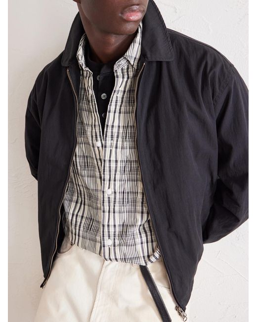 FRIZMWORKS Gray Striped Crinkled Cotton-blend Shirt for men