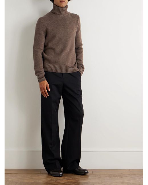 Loro Piana Brown Parksville Baby Cashmere Rollneck Sweater for men