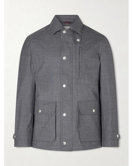 Brunello Cucinelli Gray Virgin Wool Field Jacket for men