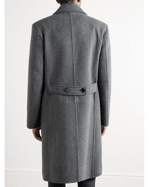 Tom Ford Doppelreihiger Mantel aus Wolle mit Fischgratmuster in Gray für Herren