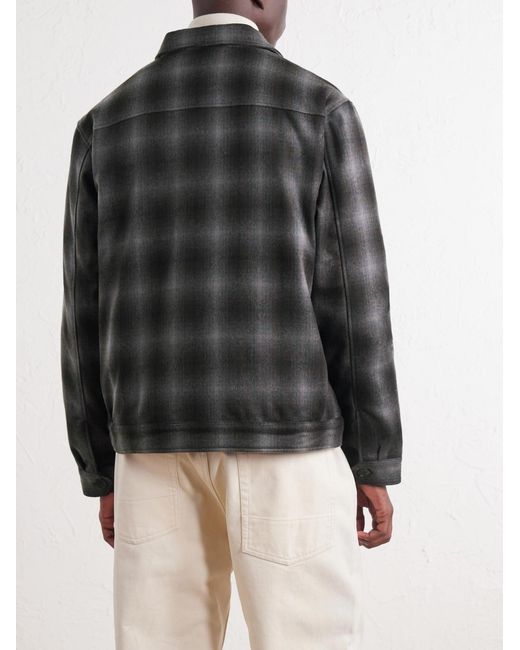 Mr P. Black Checked Virgin Wool Zip-up Jacket for men