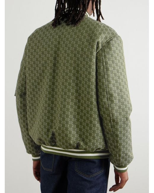 Gucci Wattierte Bomberjacke aus Baumwoll-Twill mit Logomuster in Green für Herren