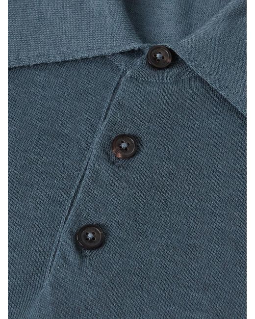 James Purdey & Sons Blue Tantallon Slim-Fit Merino Wool Polo Shirt for men