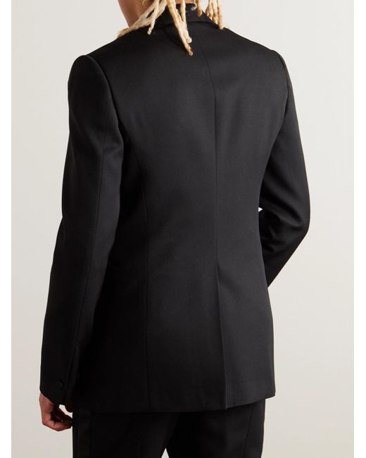 Blazer in twill di lana con finiture in raso di seta di Alexander McQueen in Black da Uomo