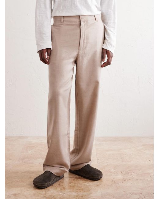 The Elder Statesman Natural Cashmina Slacker Straight-Leg Wool And Cashmere-Blend Trousers for men