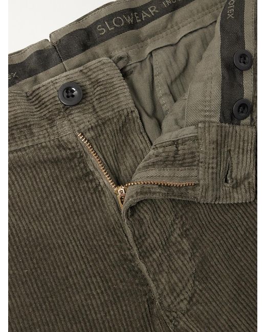 Slowear Gray Straight-Leg Cotton-Blend Corduroy Trousers for men