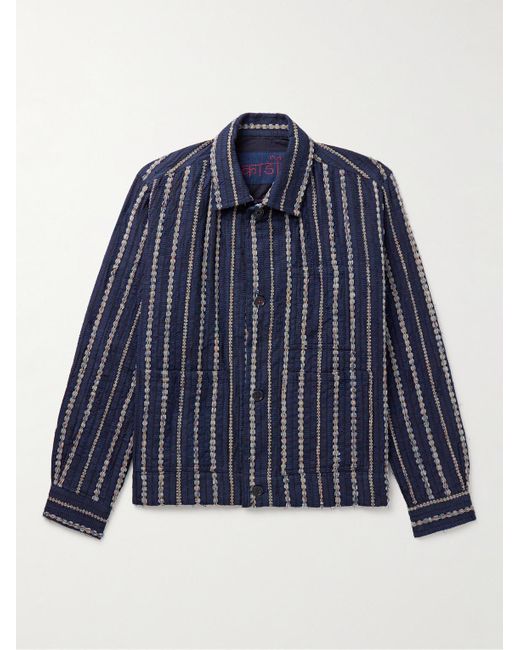 Kardo Blue Bodhi Embroidered Cotton Jacket for men