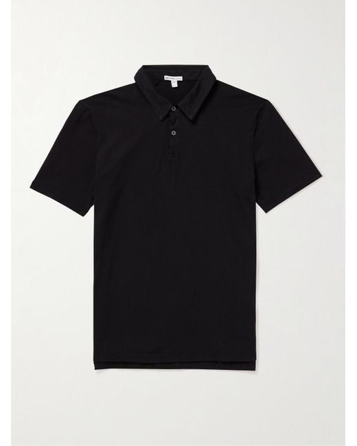 James Perse Black Slim-Fit Supima Cotton-Jersey Polo Shirt for men